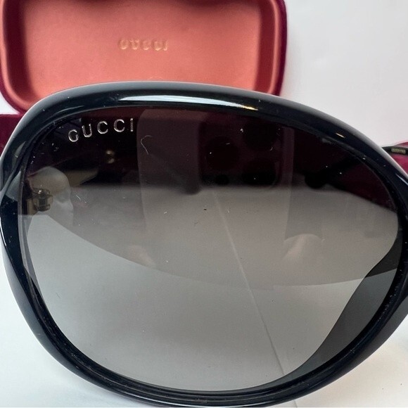 Gucci Womens Sunglasses GG0076S 002 Black/Gold Frames - Picture 5 of 15